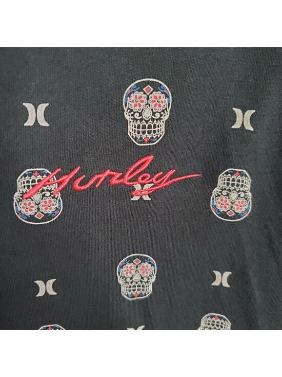 Hurley Other - Hurley XXL Mens Shirt Graphic Tee Black Sugar Skull Allover Print Short Sleeve